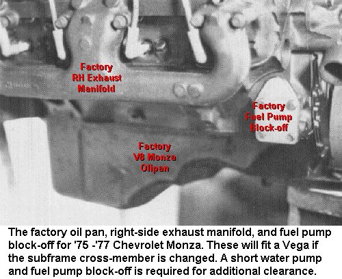 Factory V8 Monza Oilpan and RH Exhaust Manifold